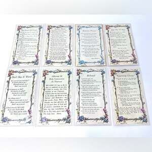 Set of 8 Vintage Catholic Prayer Cards litho Made In Italy Holy Cards lithograph